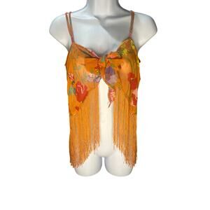 Asos orange fring tank with bow tie front size 12